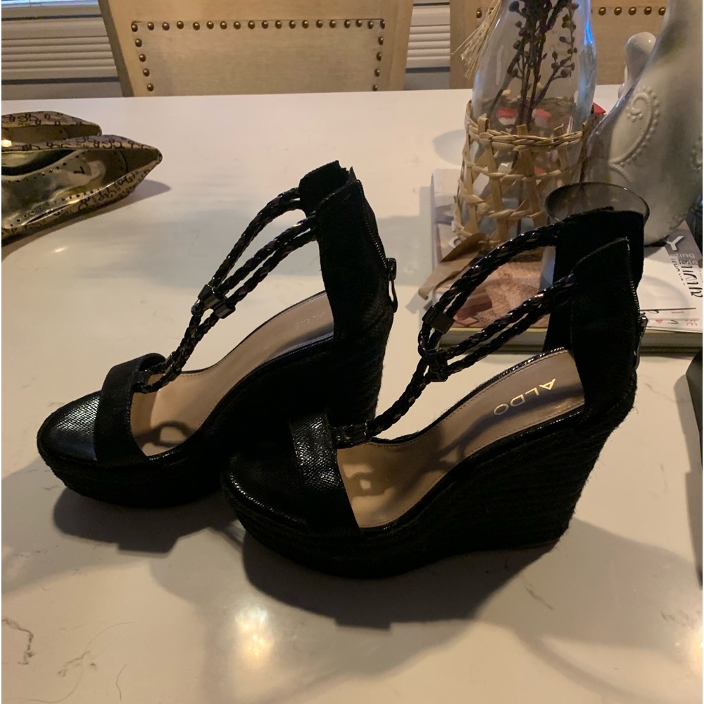 Aldo - espadrille wedge - black size 6